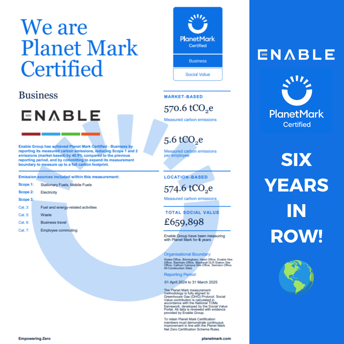 Proudly Sustainable: Enable Achieves 6th Consecutive PlanetMark ...